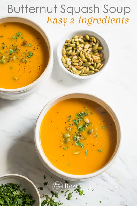 Easy 2-Ingredient Butternut Squash Soup Recipe in a bowl