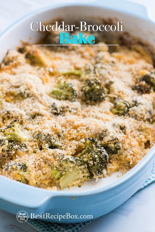 Cheddar Broccoli Bake with Parmesan Cheese | Broccoli Cheese in a casserole