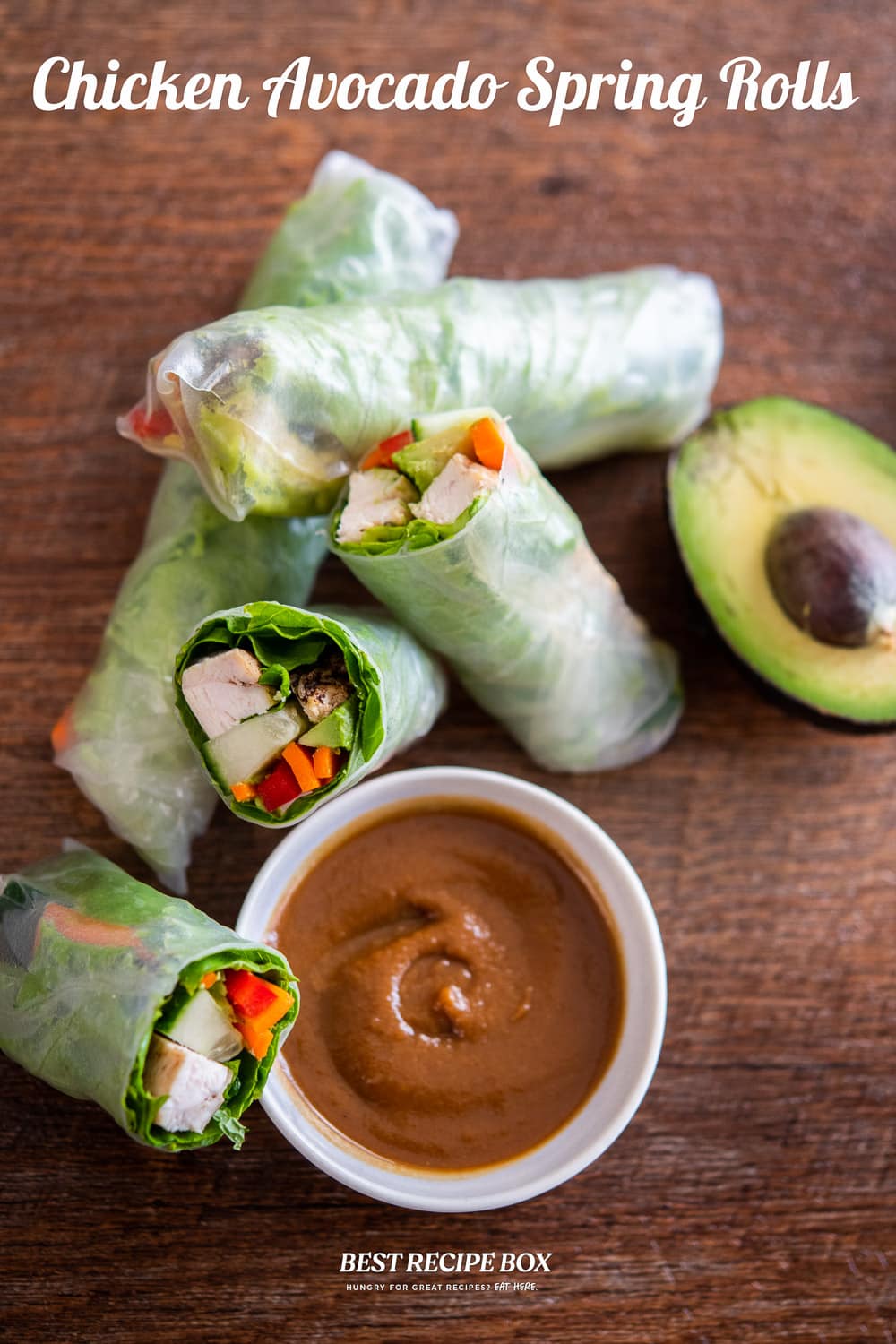 Chicken Avocado Fresh Spring Rolls with Peanut Dip-image
