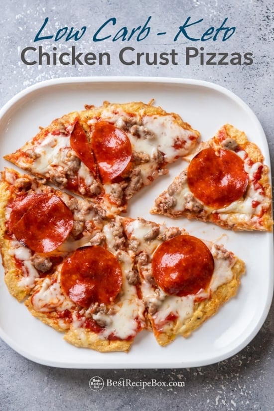 Chicken Crust Pizza that's Low Carb, Keto on plate