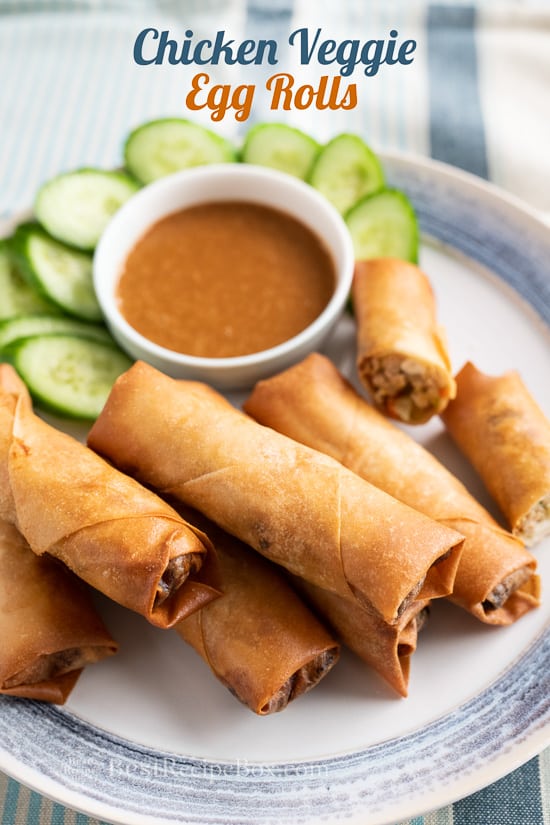Easy and Best Chicken Egg Rolls Recipe on a plate