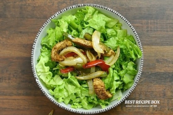 Chicken fajita salad in a bowl