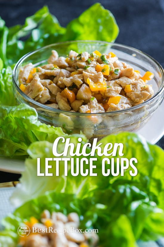 Easy Chicken Lettuce Cups Recipe in a glass bowl 
