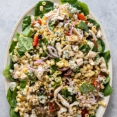 Chicken Blue Cheese Pasta Salad with Spinach