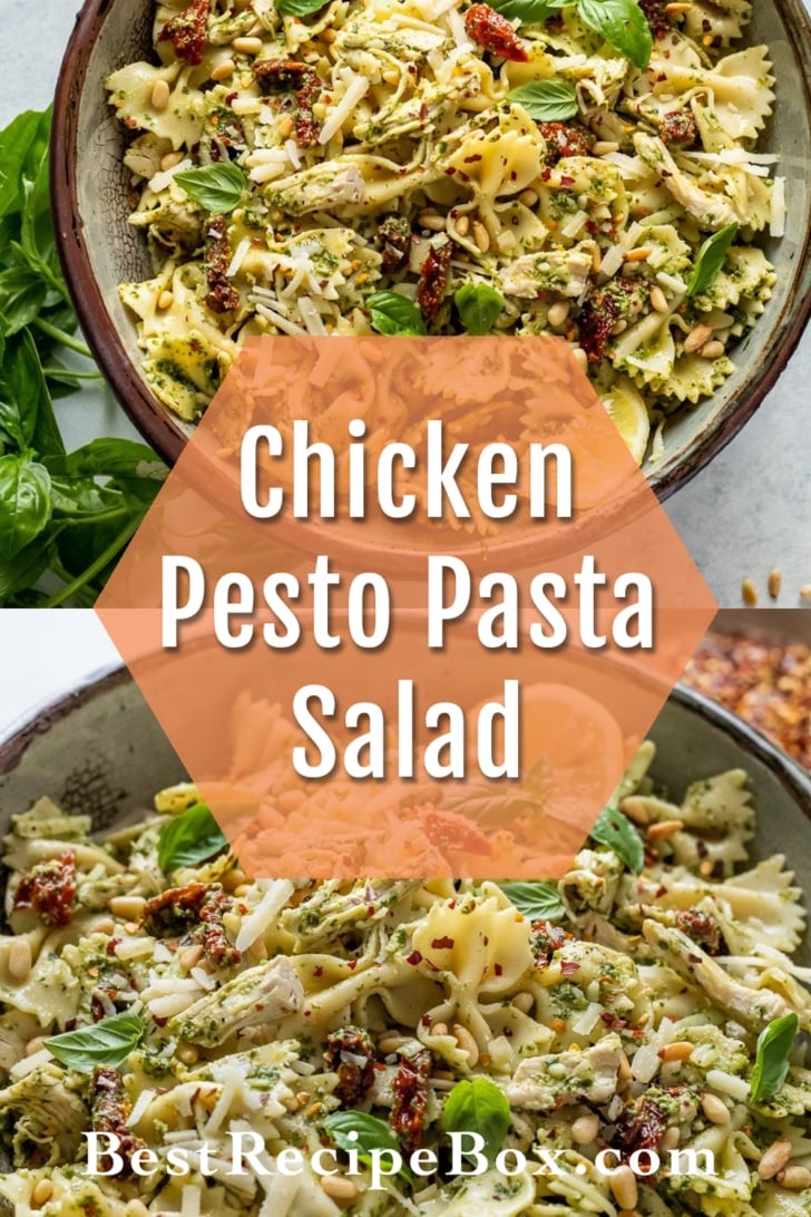 Chicken Pesto Pasta Salad collage