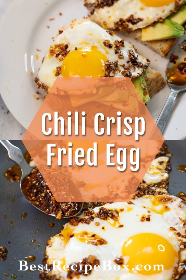garlic chili onion crunch oil fried eggs collage