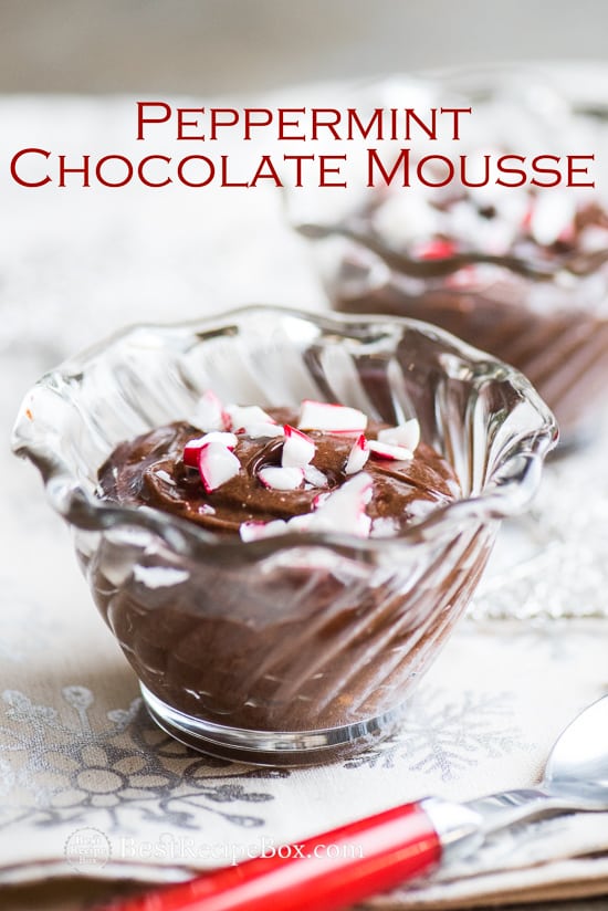 Christmas Chocolate Peppermint Mousse Recipe in a glass