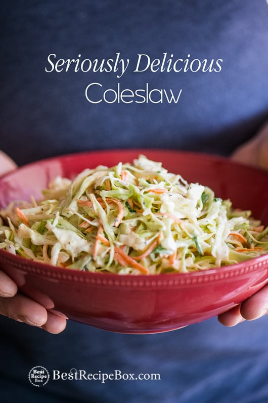 Easy Coleslaw Recipe and Best Cole slaw Recipe on bowl