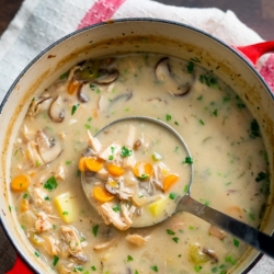 Creamy turkey vegetable soup or chicken soup recipe | BestRecipeBox.com
