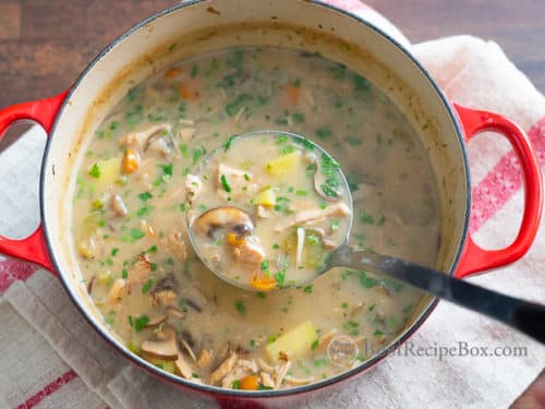 Finished creamy turkey vegetable soup