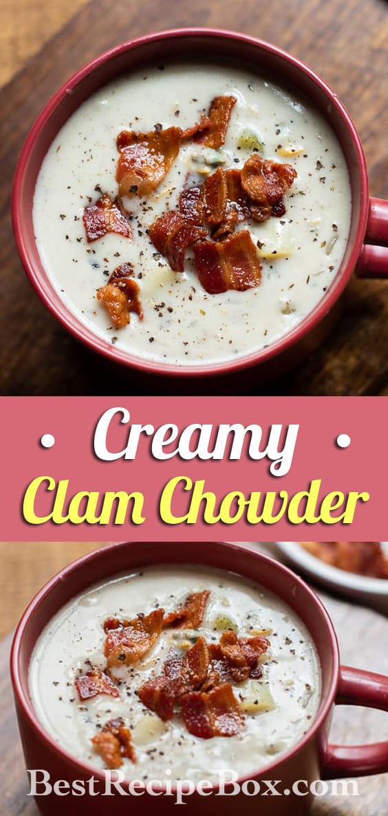 New England Homemade Clam Chowder Recipe | BestRecipeBox.com