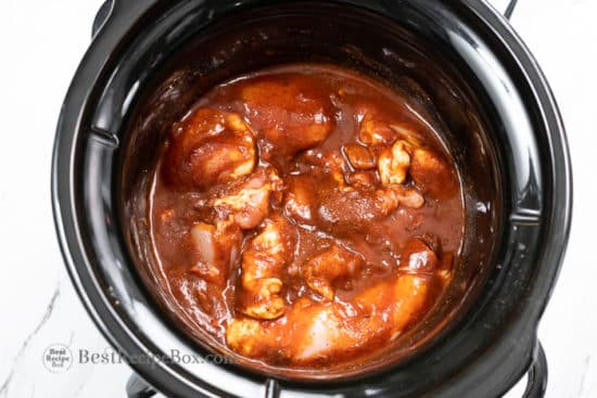cooked chicken in slow cooker