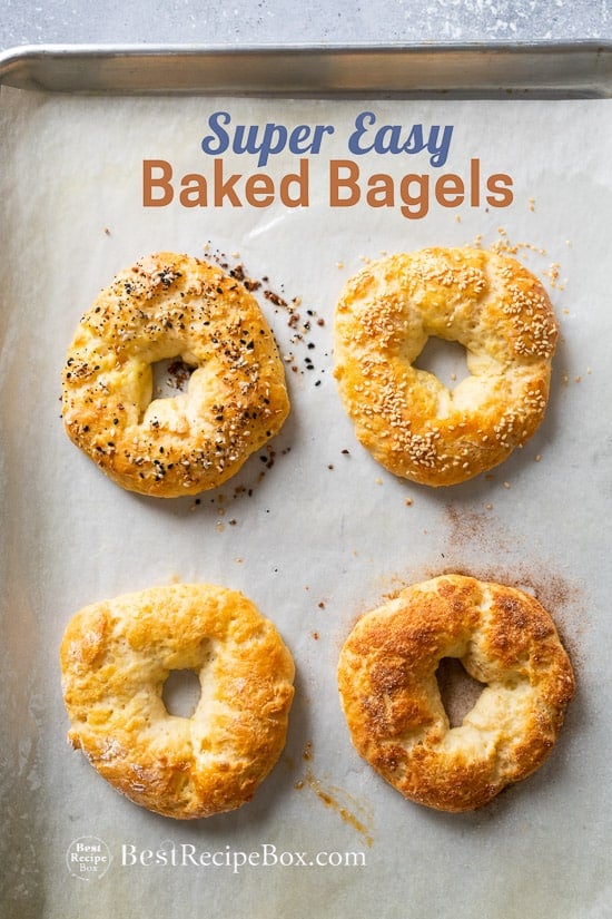 Easy Baked Bagel Recipe - Healthy Bagel Recipe on baking sheet pan