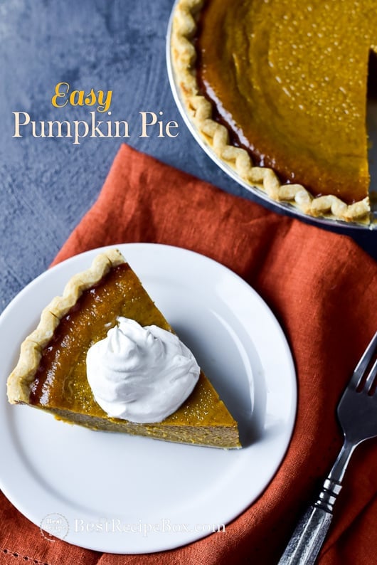 Easy Pumpkin Pie Recipe on plate 