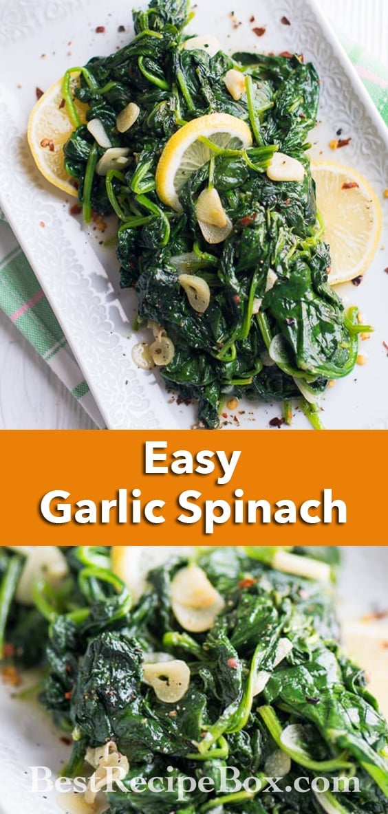 Garlic Lemon Spinach Recipe that's Healthy and Vegetarian | @bestrecipebox