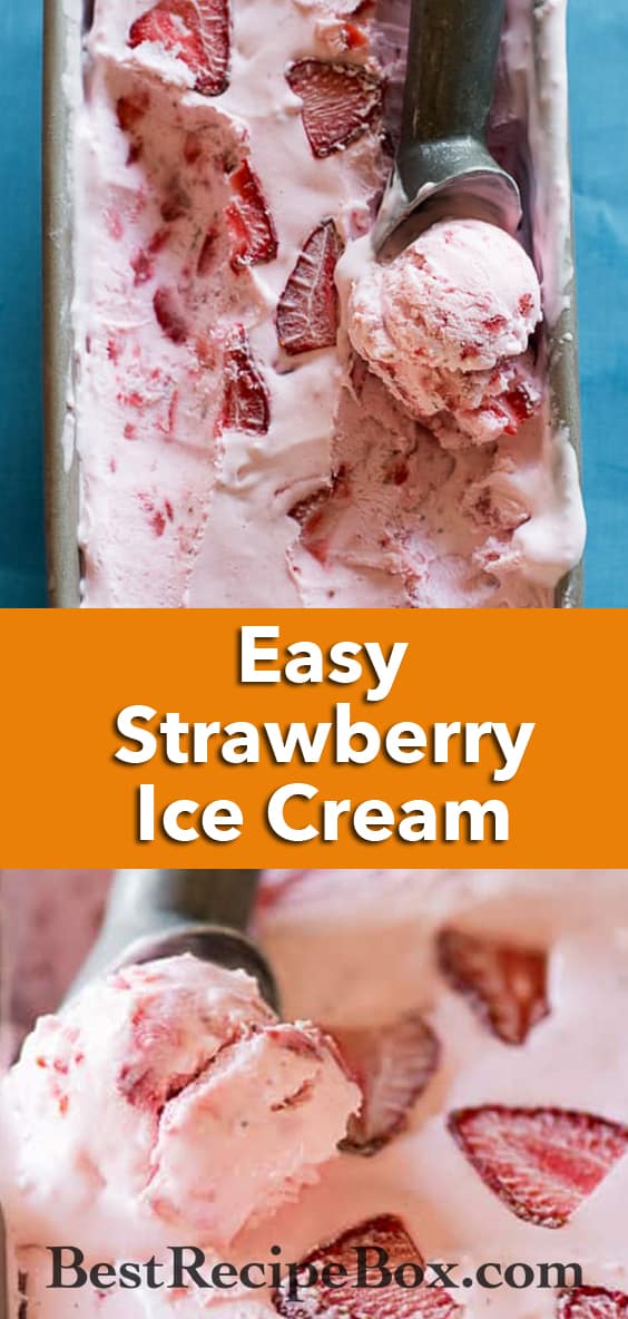 Amazing Fresh Strawberry Ice Cream Recipe without an Ice Cream Maker. No Churn, just 3 Ingredients @bestrecipebox
