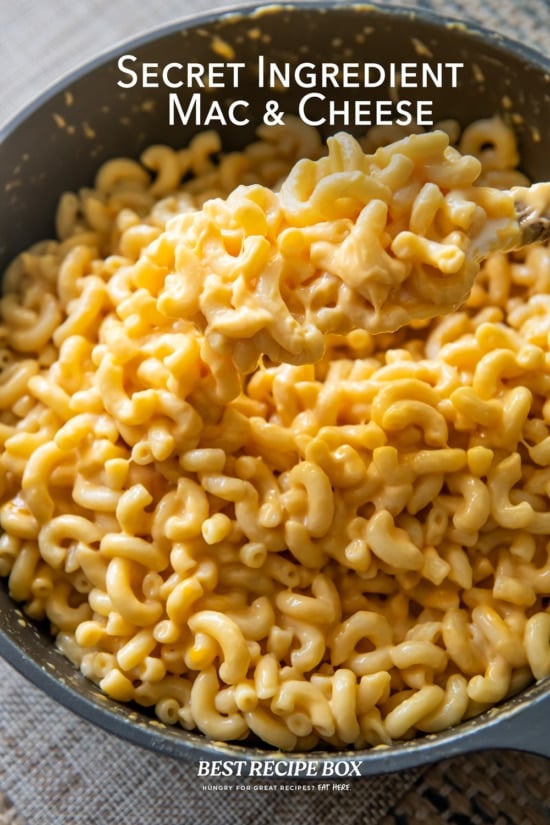 Secret ingredient evaporated milk mac and cheese in pot
