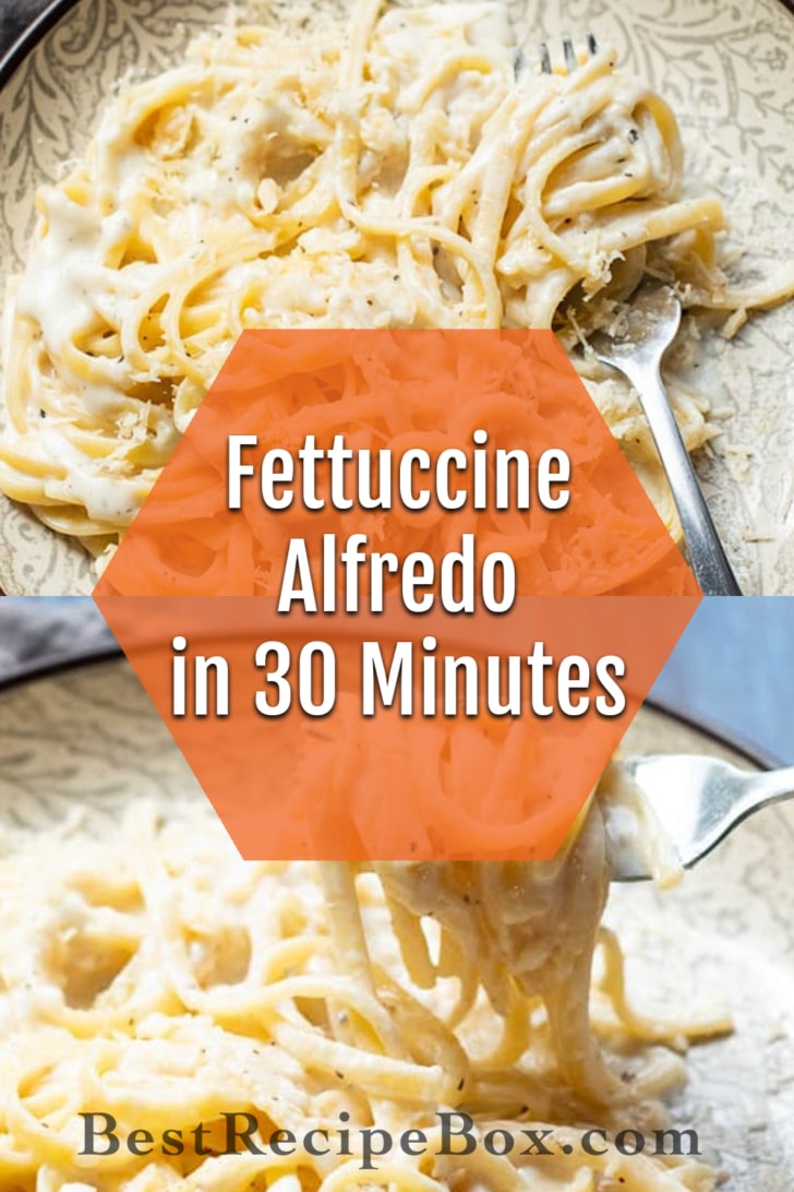 Easy Fettuccine Alfredo Recipe is the BEST vegetarian creamy garlic pasta collage