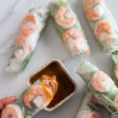 Vietnamese Fresh Shrimp Spring Rolls recipe with peanut dip @bestrecipebox