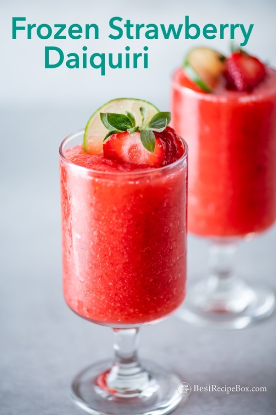 Frozen Strawberry Daiquiri Cocktail Recipe in a glass