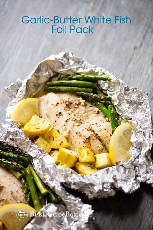 Garlic Butter White Fish Foil Pack | Healthy White Fish Recipe in foil