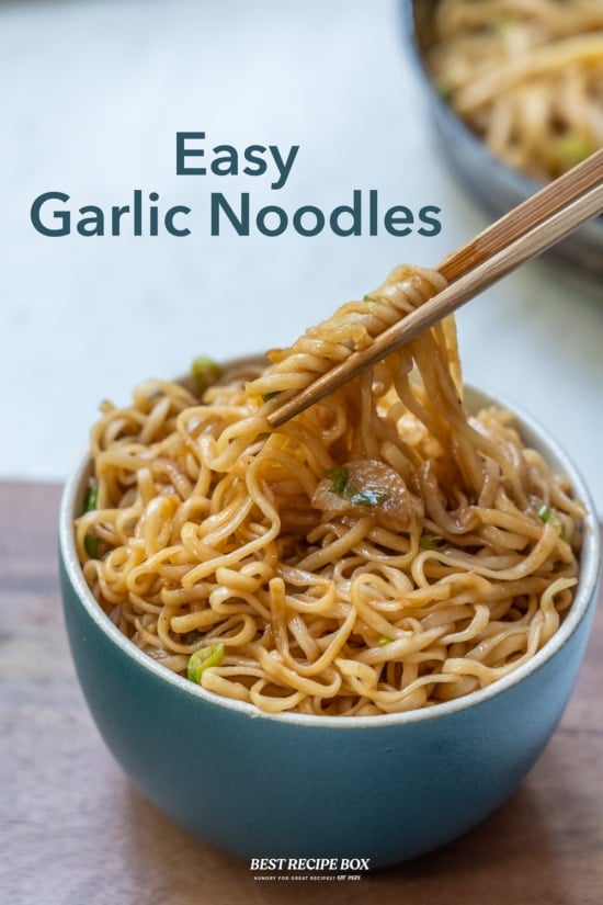 garlic noodles with chopsticks 