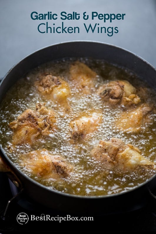 Garlic Salt & Pepper Chicken Wings Recipe in cooking pan 