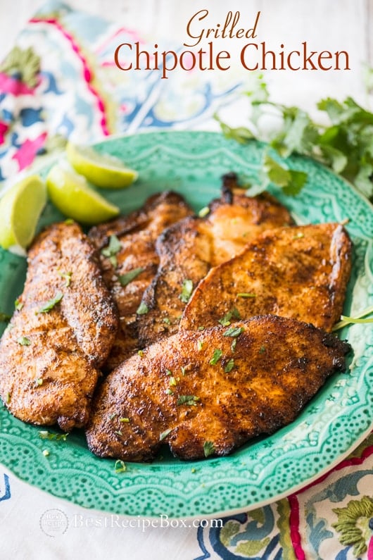 Grilled Chipotle Chicken Recipe and Best BBQ Chipotle Chicken Recipe on plate