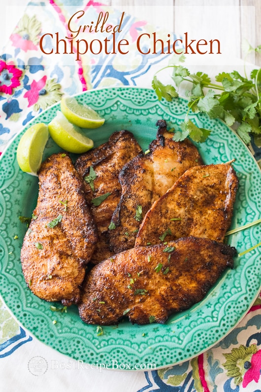 Grilled Chipotle Chicken Recipe and Best BBQ Chipotle Chicken Recipe on plate