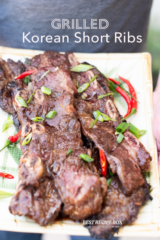 grilled korean short ribs on plate 