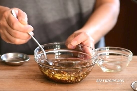 Mixing marinade in a bowl