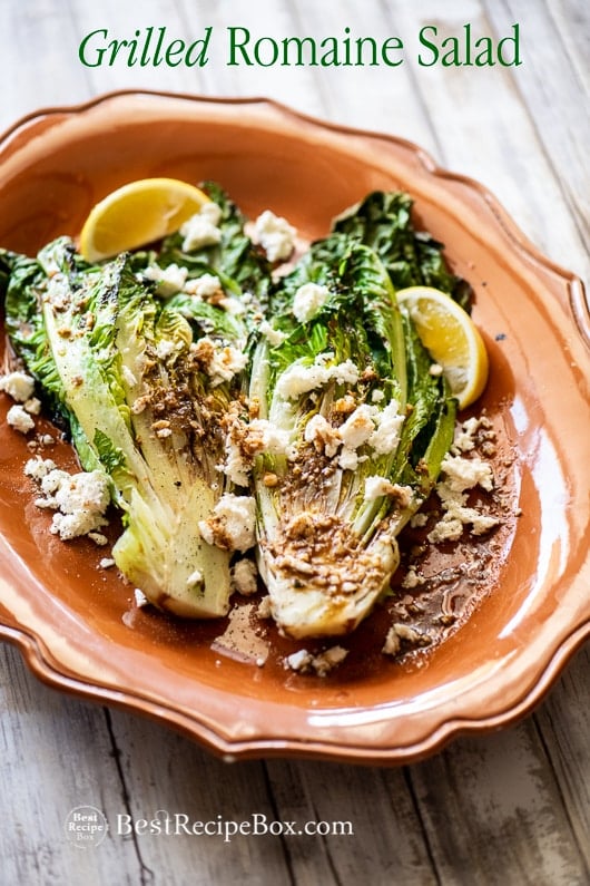 Grilled Romaine Salad Recipe for the Best Summer Salad Romaine Recipe on a plate 