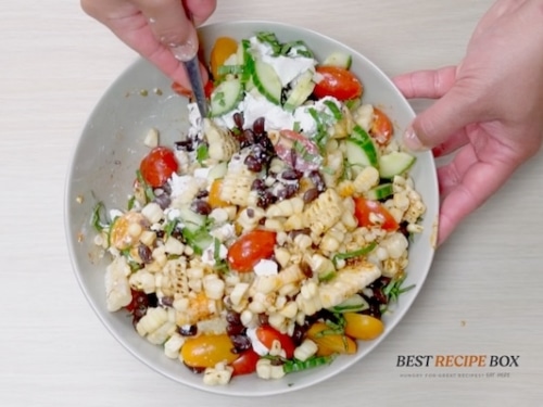 stirring salad