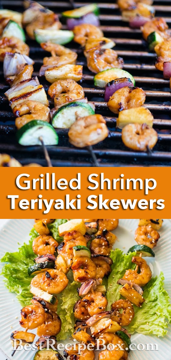 Teriyaki Shrimp Skewers with vegetables and Easy Shrimp Kebab Recipe | @bestrecipebox