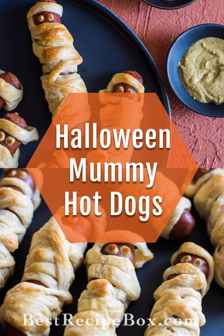 Halloween Mummy Hot Dogs Recipe collage