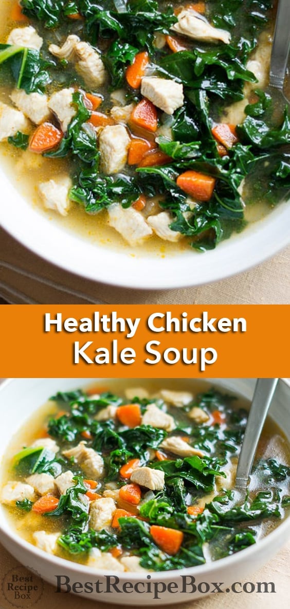 Healthy Chicken Soup Recipe with Tons of Kale and loaded with flavor | @bestrecipebox