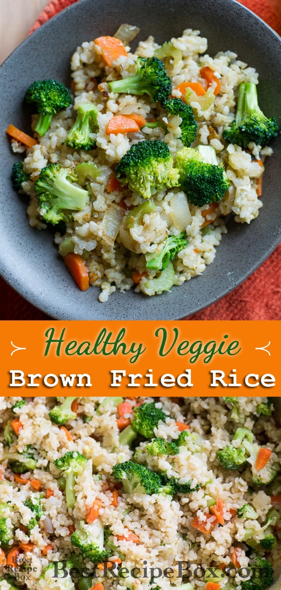 Healthy fried brown rice recipe with vegetables @bestrecipebox