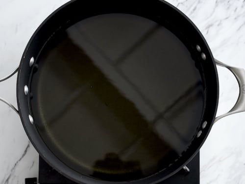 Heating oil in pan