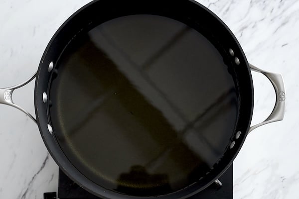 Heating oil in pan