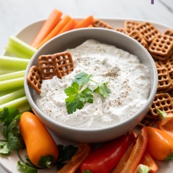 Onion dip in bowl
