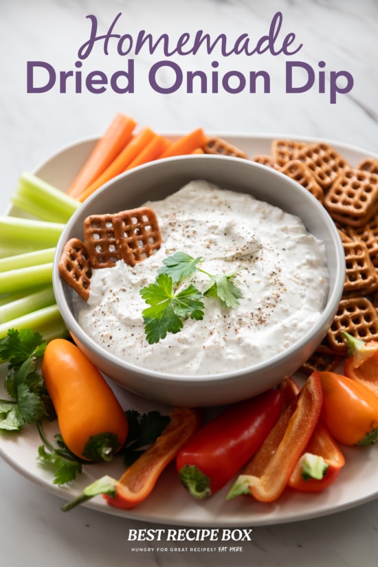 Onion dip in bowl 