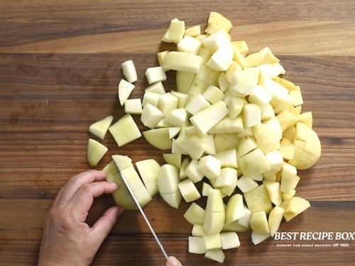 Cutting up apples and pears
