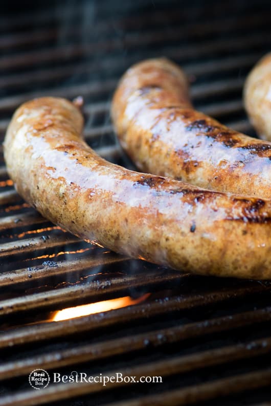 Homemade Sweet Italian Sausage Recipe for BBQ Grilling Sausage on a grill 