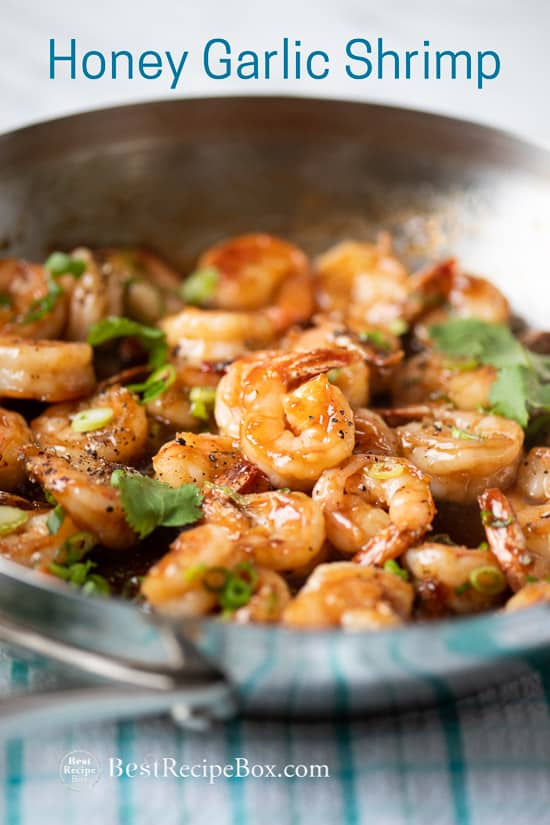 Easy Honey Garlic Shrimp Recipe in a cooking pan
