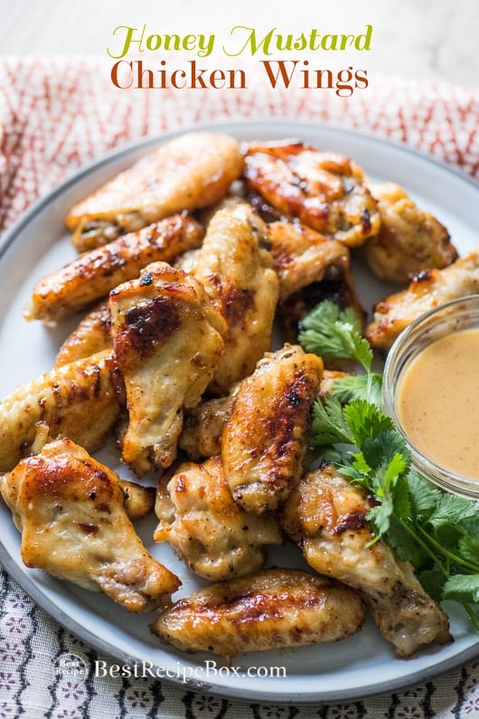 Honey Mustard Chicken Wings Recipe on a plate