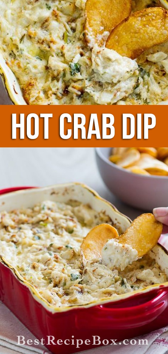 Hot Baked Crab Dip that's hot n' creamy , chunky n' delicious , addicting n' cheesy on BestRecipeBox.com