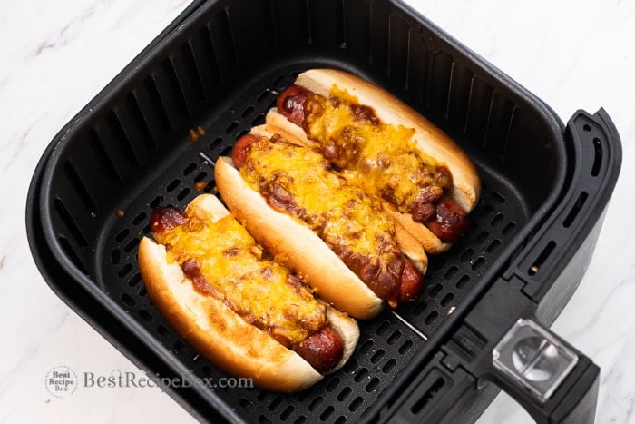 How to Cook Air Fried Chili Cheese Hot Dogs Recipe | @BestRecipeBox