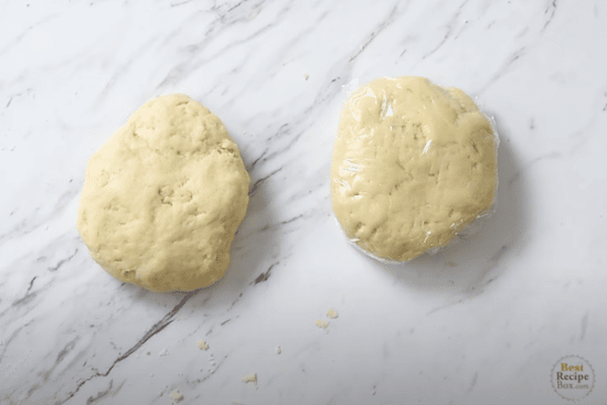 Dough divided into two discs