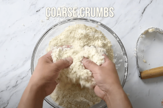 Butter and flour pinched into coarse crumbs