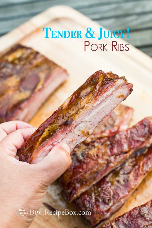 How to Smoke Pork Ribs Recipe on a cutting board 